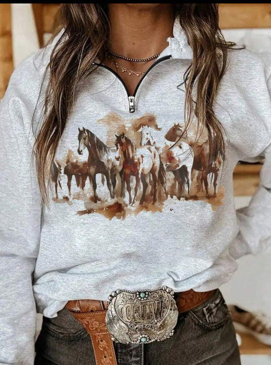 Quarter Zip Western Top