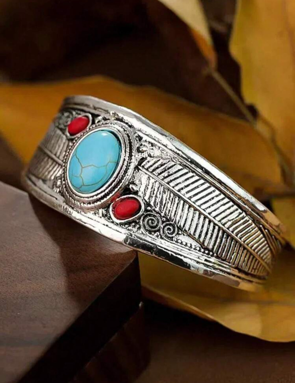 Faux Silver & Turquoise Cuff