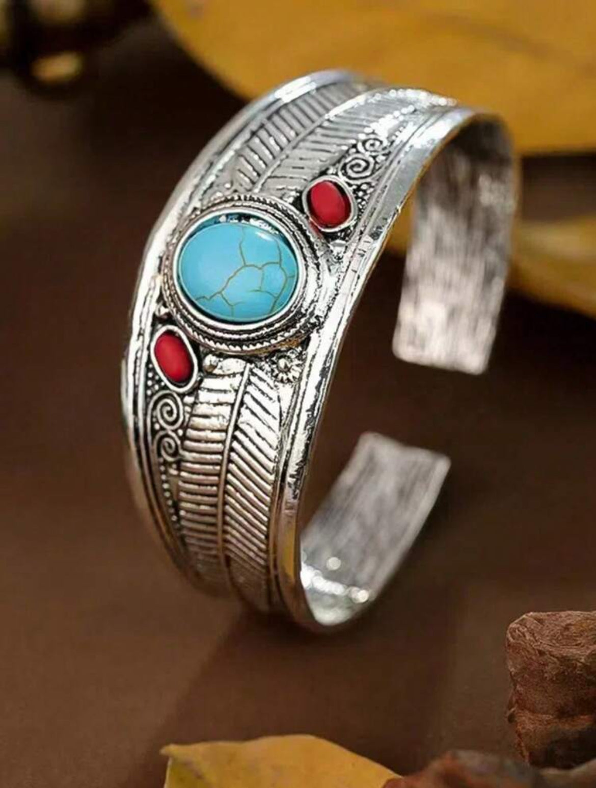 Faux Silver & Turquoise Cuff