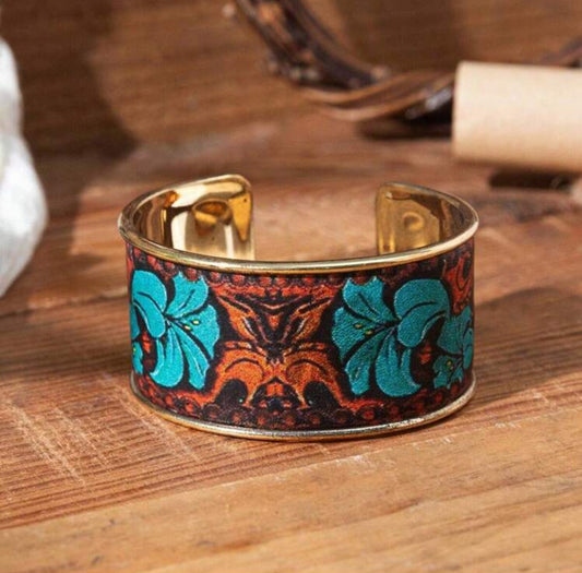 Turquoise Flower Cuff