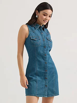 Denim Farmers Wrangler Sleeveless Snap Dress