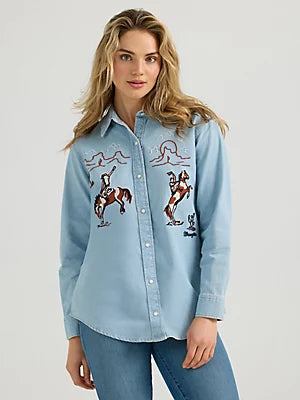 Western Embroidered Wrangler Snap